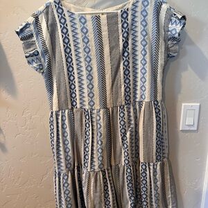 Blue and White Patterned Dress